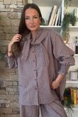 Donald Plaid Brushed Cotton Neckerchief Blouse Blackberry